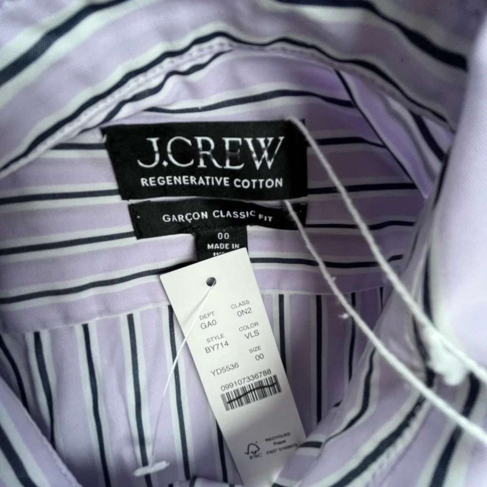 J.Crew Size 00  Garçon classic shirt in striped cotton poplin In Vintage Lilac - Picture 11 of 13